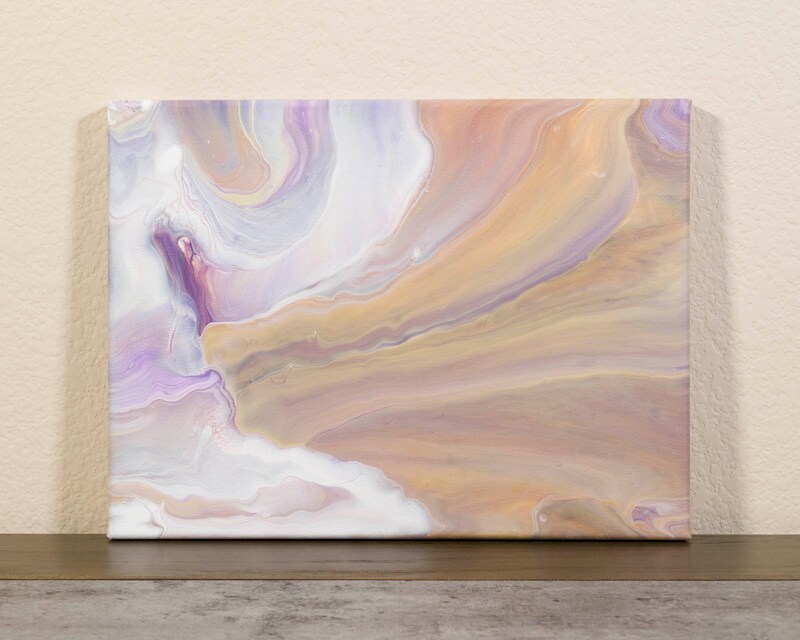 Revival | Original Fluid Acrylic Pour Painting, Acrylic Fluid Art, Small Abstract Painting, Muted Colors, Canvas Wall Art, 9x12